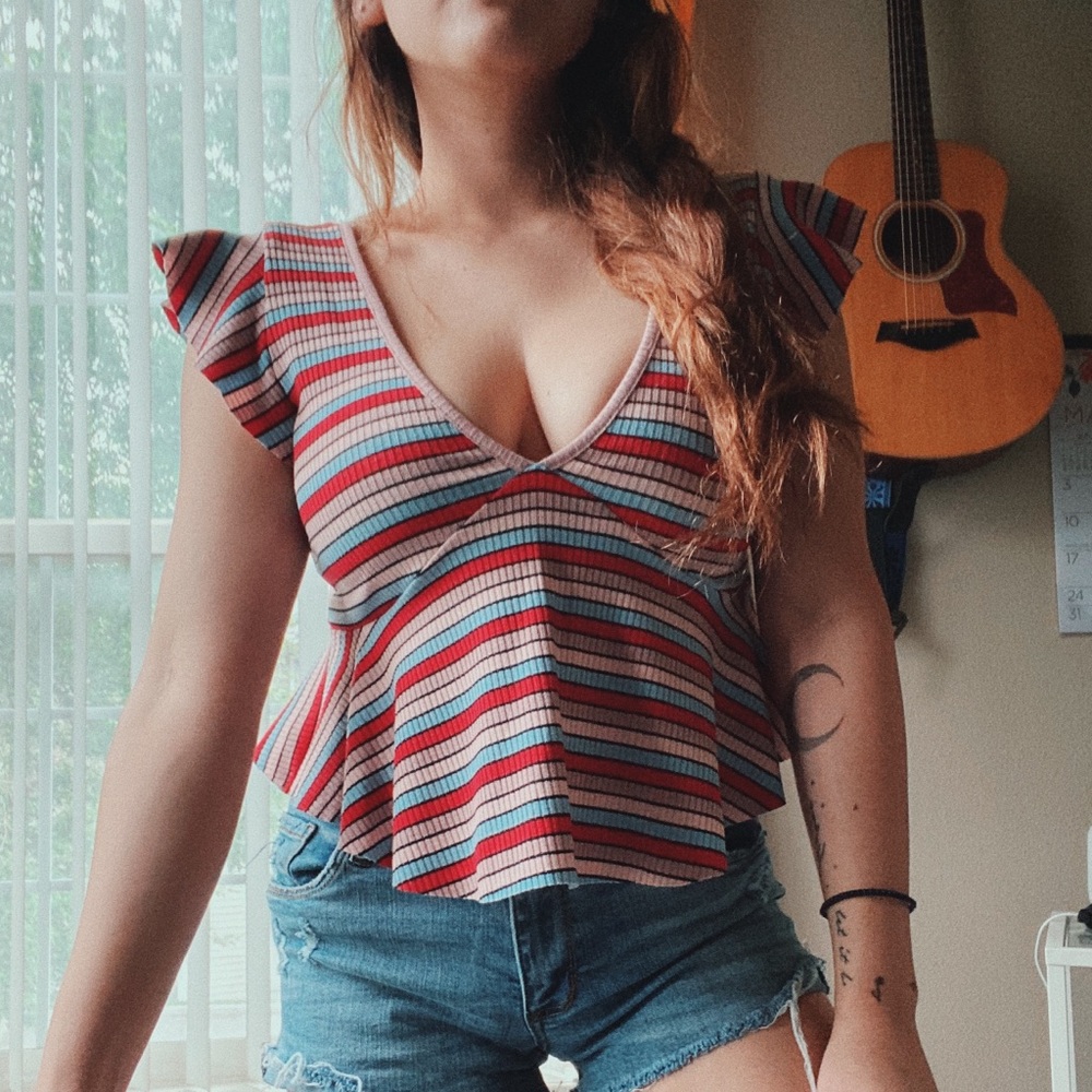 Striped surplice top